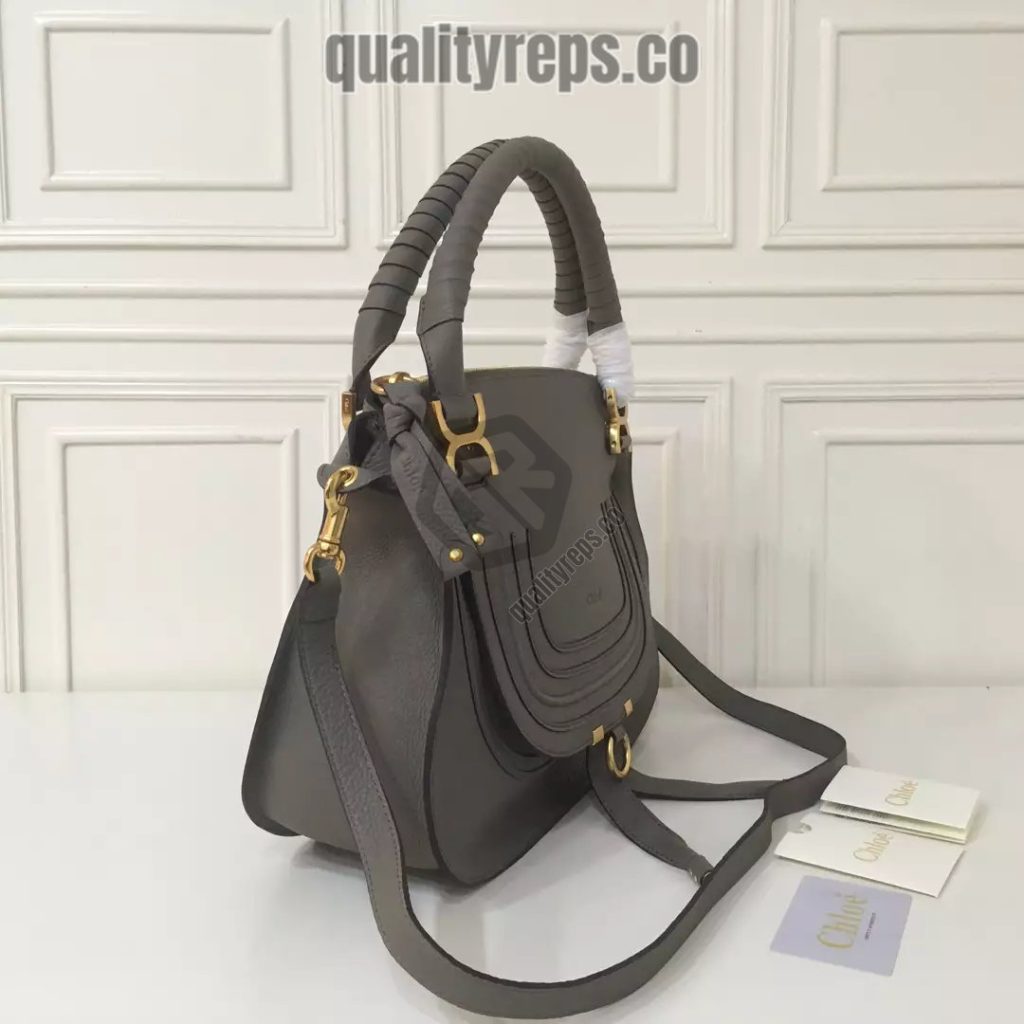 Chloé Marcie Elephant Grey Double Carry Bag 6