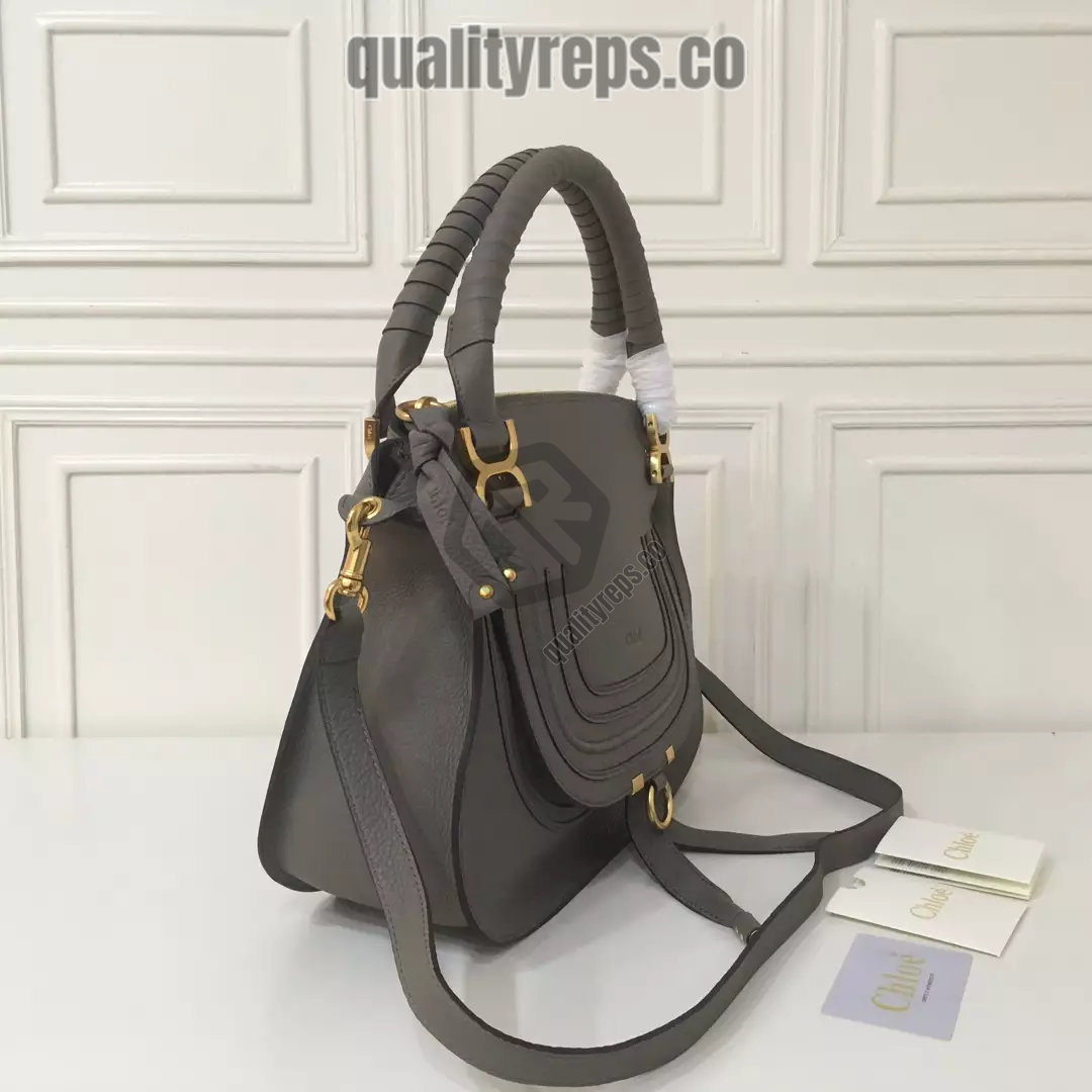 Chloé Marcie Elephant Grey Double Carry Bag 6