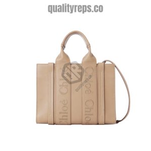 Chloé Small Woody Tote Bag Smooth Calfskin With Logo MB016 Quality Reps