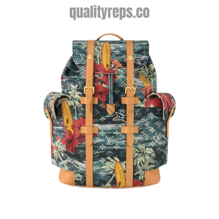 Christopher MM Backpack Navy Blue Monogram Surfin’ Canvas 1