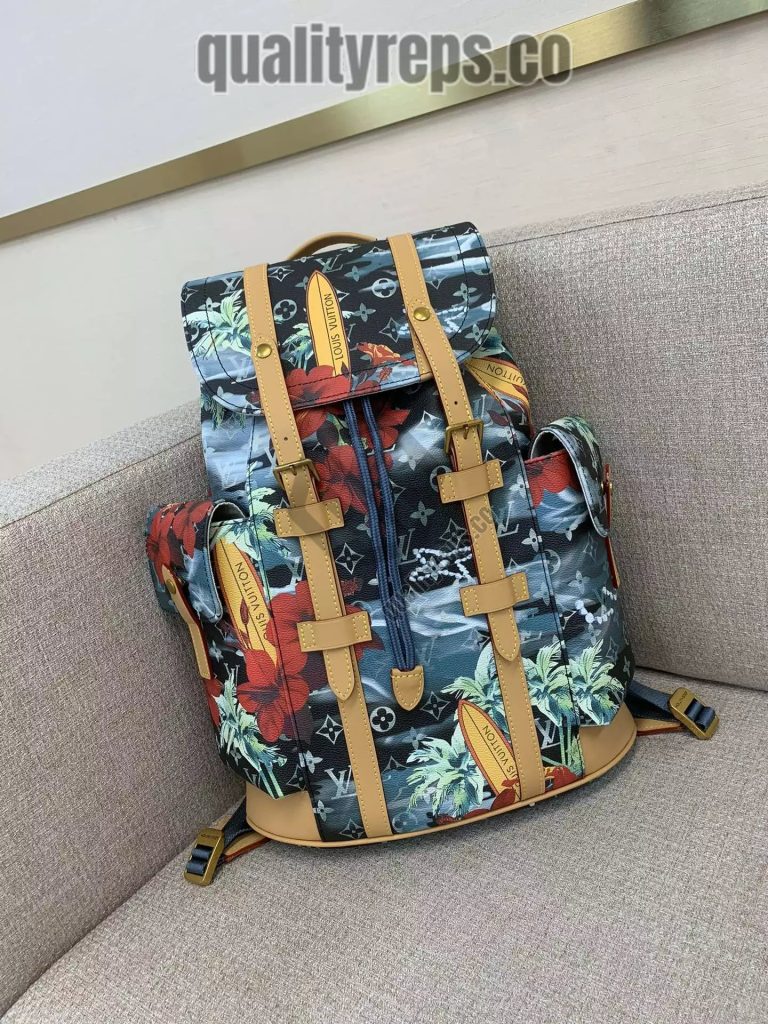 Christopher MM Backpack Navy Blue Monogram Surfin’ Canvas 2