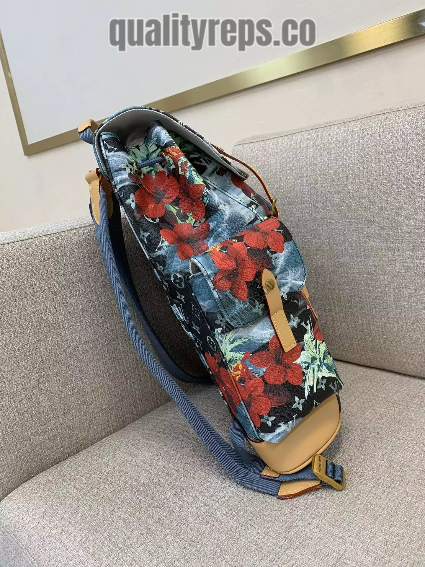 Christopher MM Backpack Navy Blue Monogram Surfin’ Canvas 3