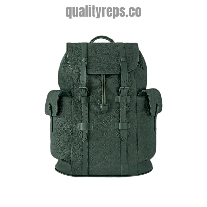 Christopher MM Backpack Taurillon Monogram Forest Green Leather Quality Reps