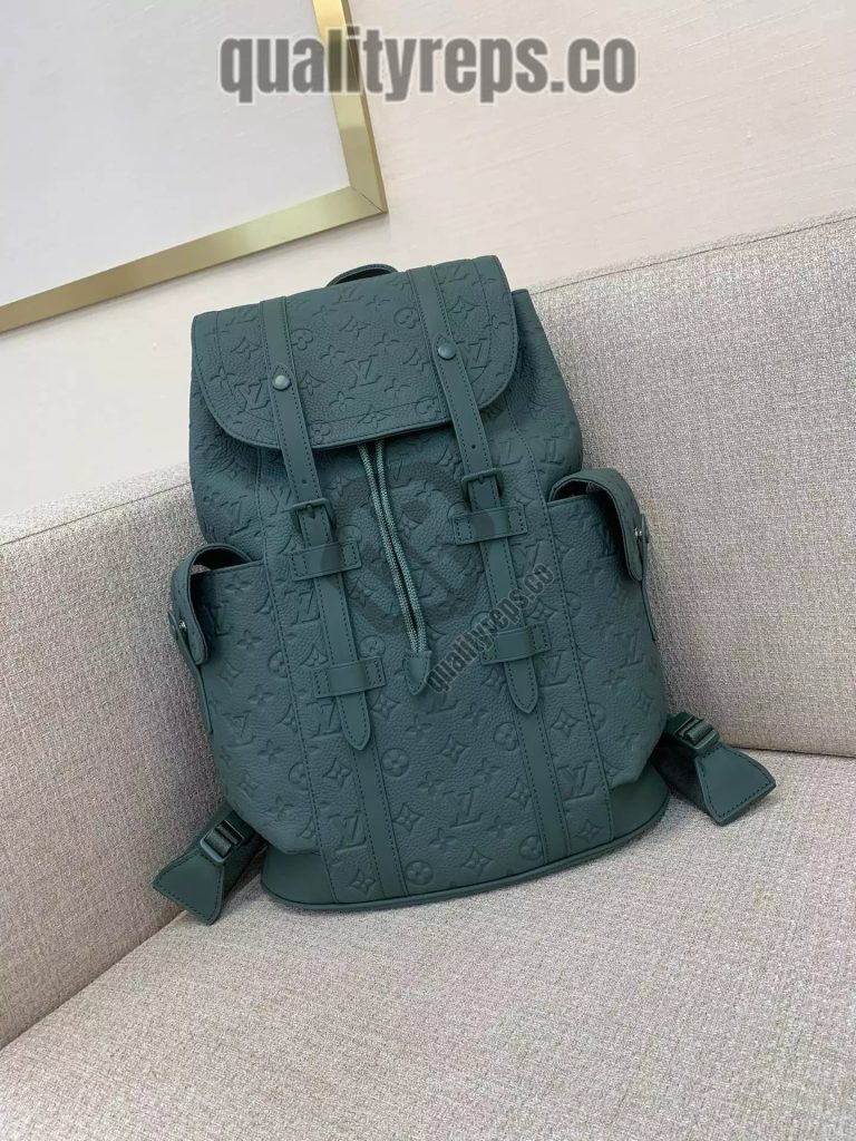 Christopher MM Backpack Taurillon Monogram Forest Green Leather Quality Reps
