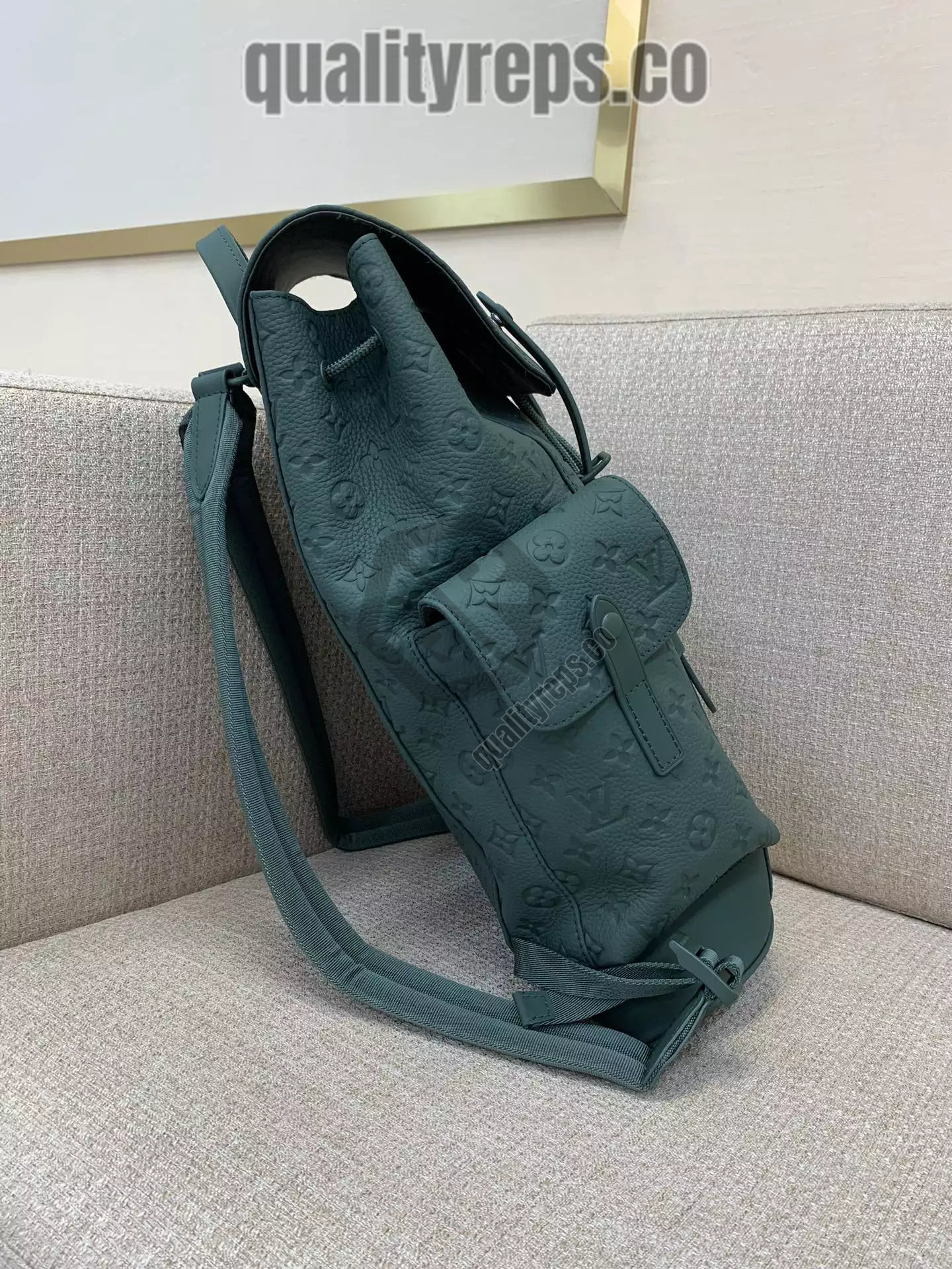 Christopher MM Backpack Taurillon Monogram Forest Green Leather Quality Reps - Image 3