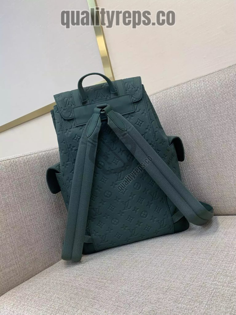 Christopher MM Backpack Taurillon Monogram Forest Green Leather Quality Reps