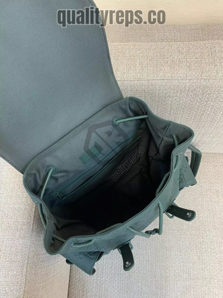 Christopher MM Backpack Taurillon Monogram Forest Green Leather Quality Reps