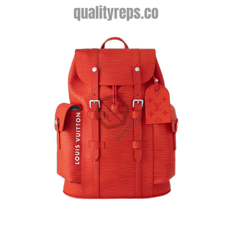 Christopher MM Backpack Vermillion Red Epi XL Grained Leather Quality Reps