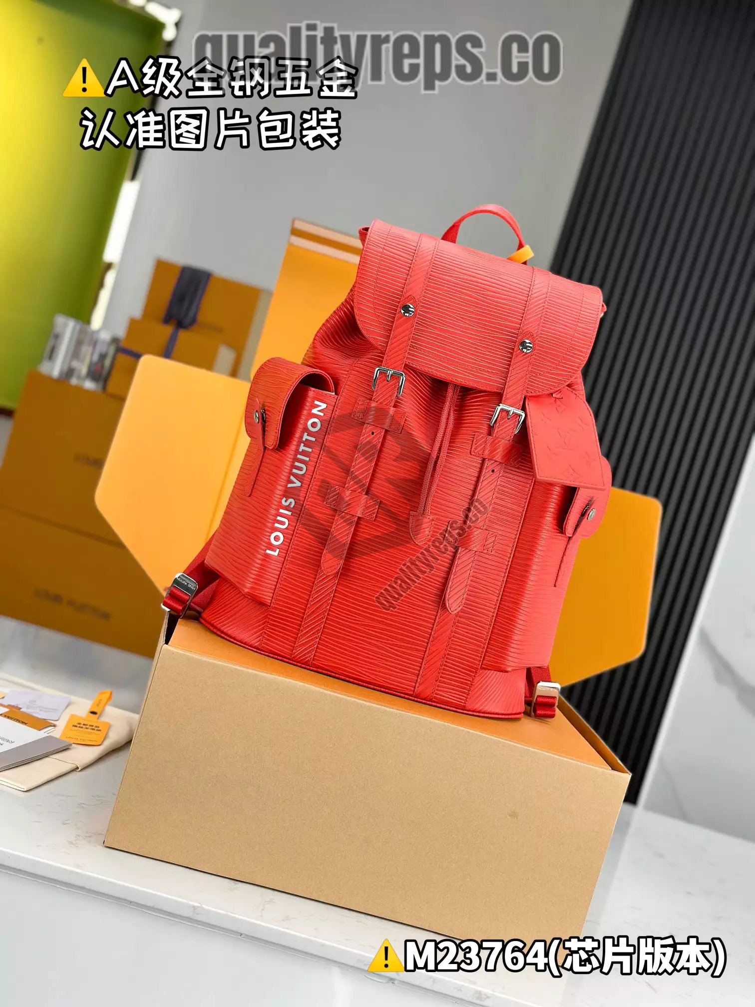 Christopher MM Backpack Vermillion Red Epi XL Grained Leather Quality Reps - Image 2