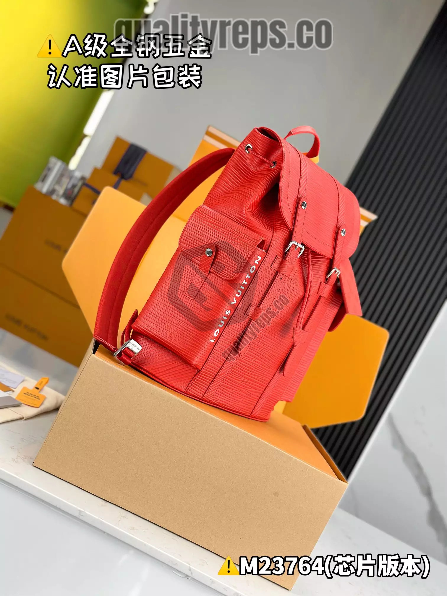 Christopher MM Backpack Vermillion Red Epi XL Grained Leather Quality Reps - Image 3