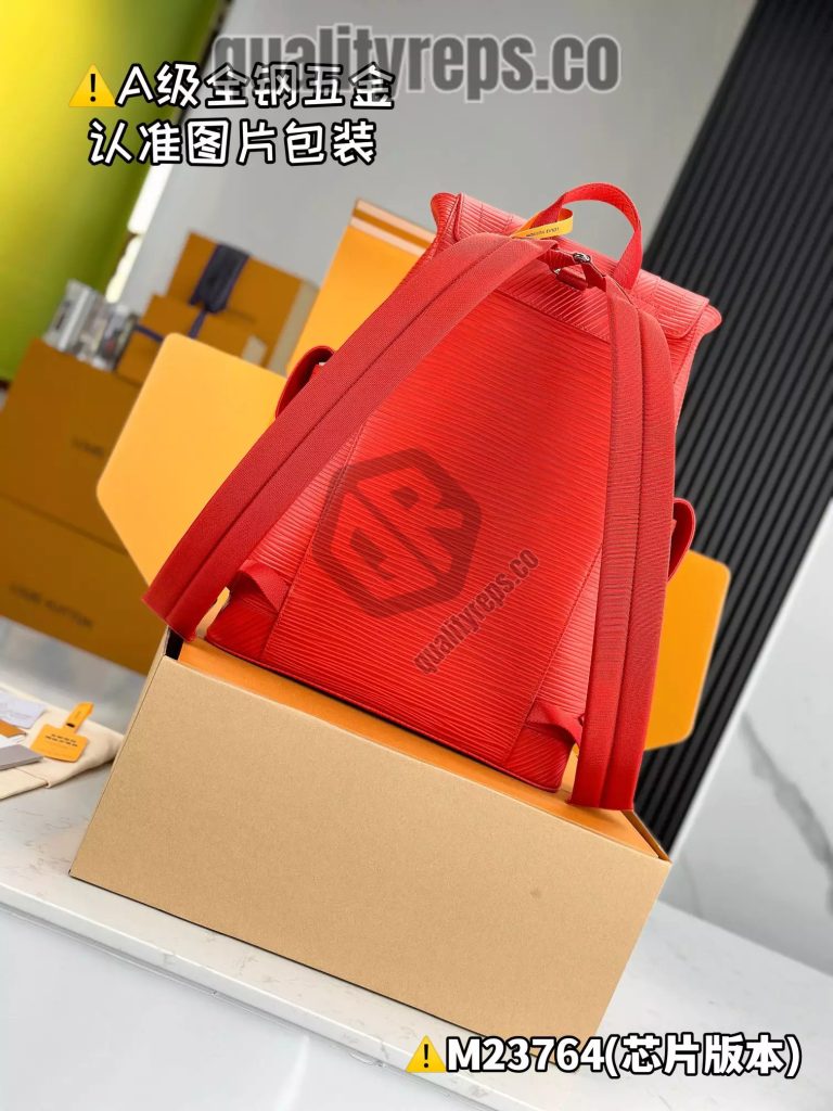 Christopher MM Backpack Vermillion Red Epi XL Grained Leather Quality Reps