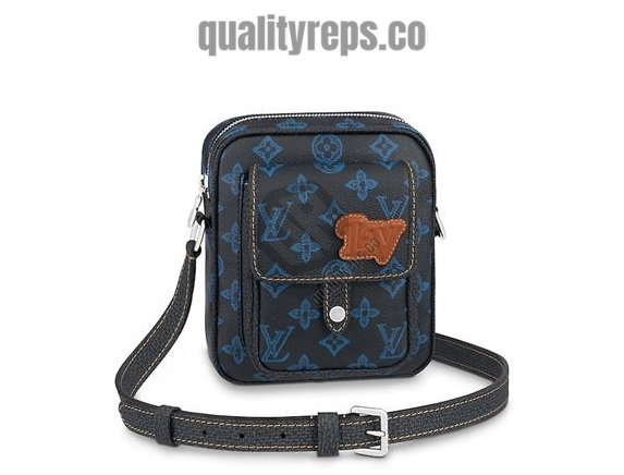 Christopher Wearable Wallet Blue Monogram Coated Canvas LB022 Quality Reps