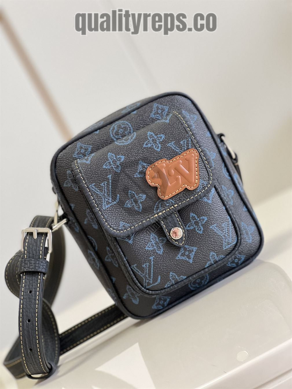 Christopher Wearable Wallet Blue Monogram Coated Canvas LB022 Quality Reps - Image 3