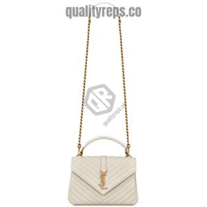 College Medium Blanc Vintage Quilted Leather YB086 Quality Reps