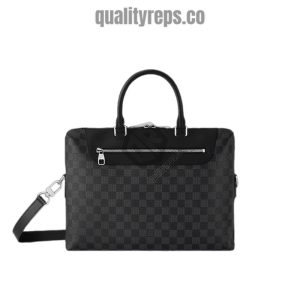 Day Briefcase Porte-Documents Jour Toile Damier Graphite Quality Reps