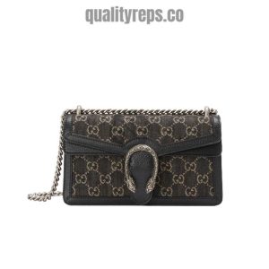Gucci Dionysus GG Small Shoulder Bag Black and Ivory GG Denim Jacquard GB096 Quality Reps