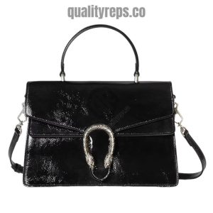 Gucci Dionysus Medium Top Handle Bag in Black Patent Leather Quality Reps