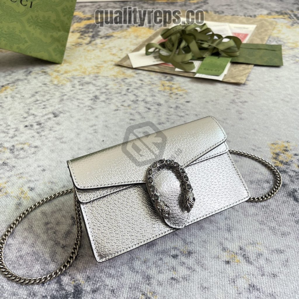 Dionysus Super Mini Bag Silver Lam Leather GB047 Quality Reps