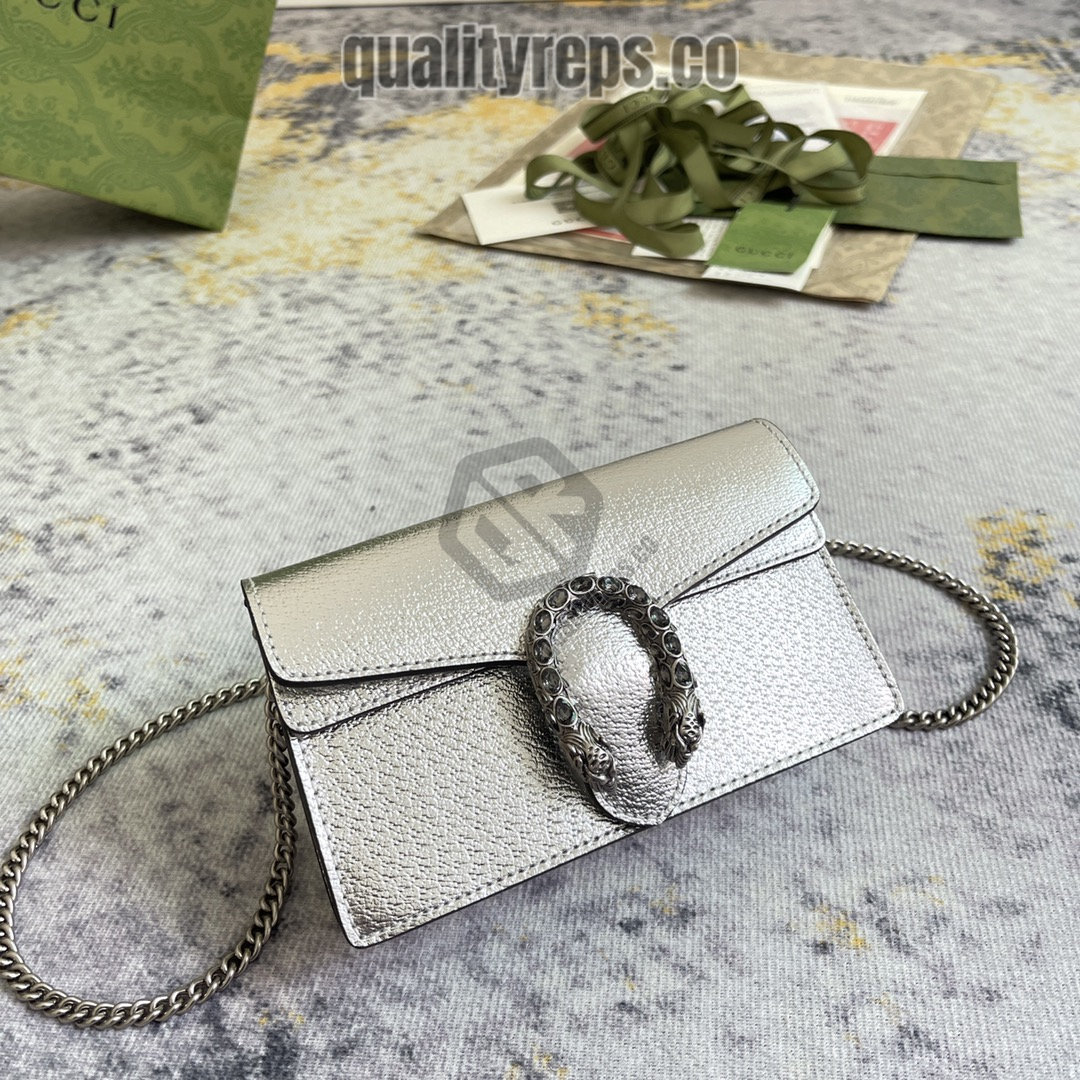 Dionysus Super Mini Bag Silver Lam Leather GB047 Quality Reps - Image 3