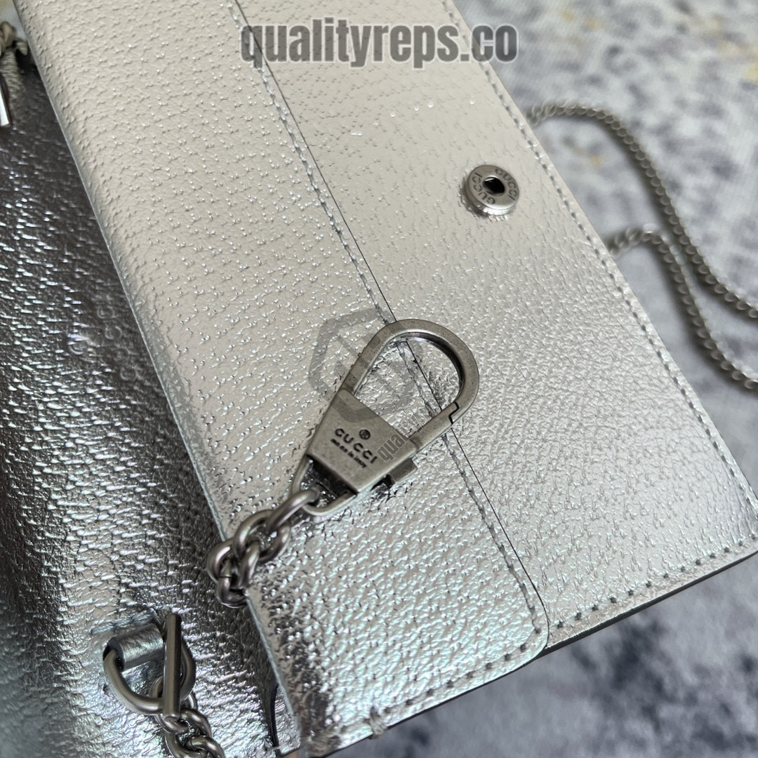 Dionysus Super Mini Bag Silver Lam Leather GB047 Quality Reps - Image 7