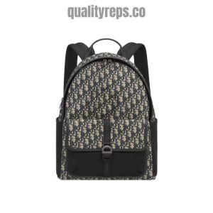 Dior 8 Backpack Beige and Black Dior Oblique Jacquard Quality Reps