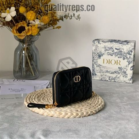 Dior Caro Compact Zipped Wallet Black Calfskin DB045 Quality Reps - Image 4