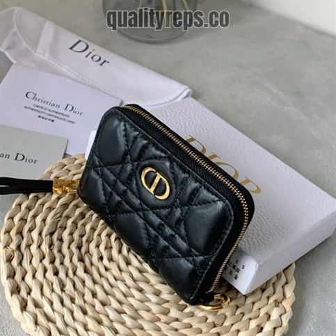 Dior Caro Compact Zipped Wallet Black Calfskin DB045 Quality Reps - Image 5