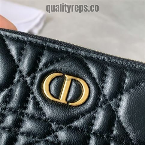 Dior Caro Compact Zipped Wallet Black Calfskin DB045 Quality Reps - Image 6