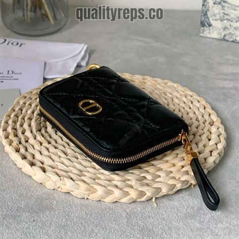 Dior Caro Compact Zipped Wallet Black Calfskin DB045 Quality Reps - Image 7