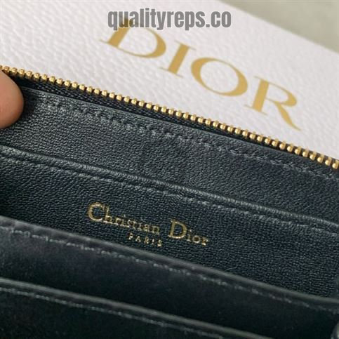 Dior Caro Compact Zipped Wallet Black Calfskin DB045 Quality Reps - Image 9