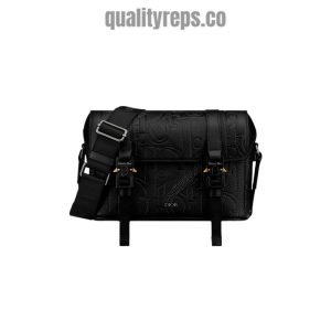 Dior Hit the Road Messenger Bag with Flap Black Dior Gravity Leather and Black Grained Calfskin Quality Reps
