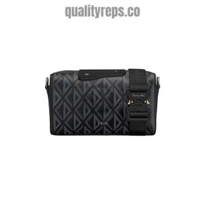 Dior Lingot 22 Black CD Diamond Canvas Bag DB101 Quality Reps