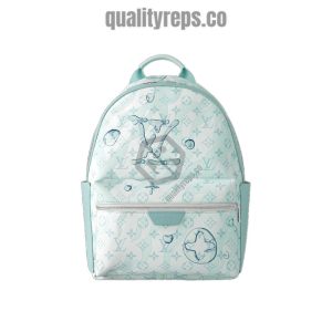 Discovery Backpack Monogram Aquagarden Canvas Crystal Blue Leather Quality Reps