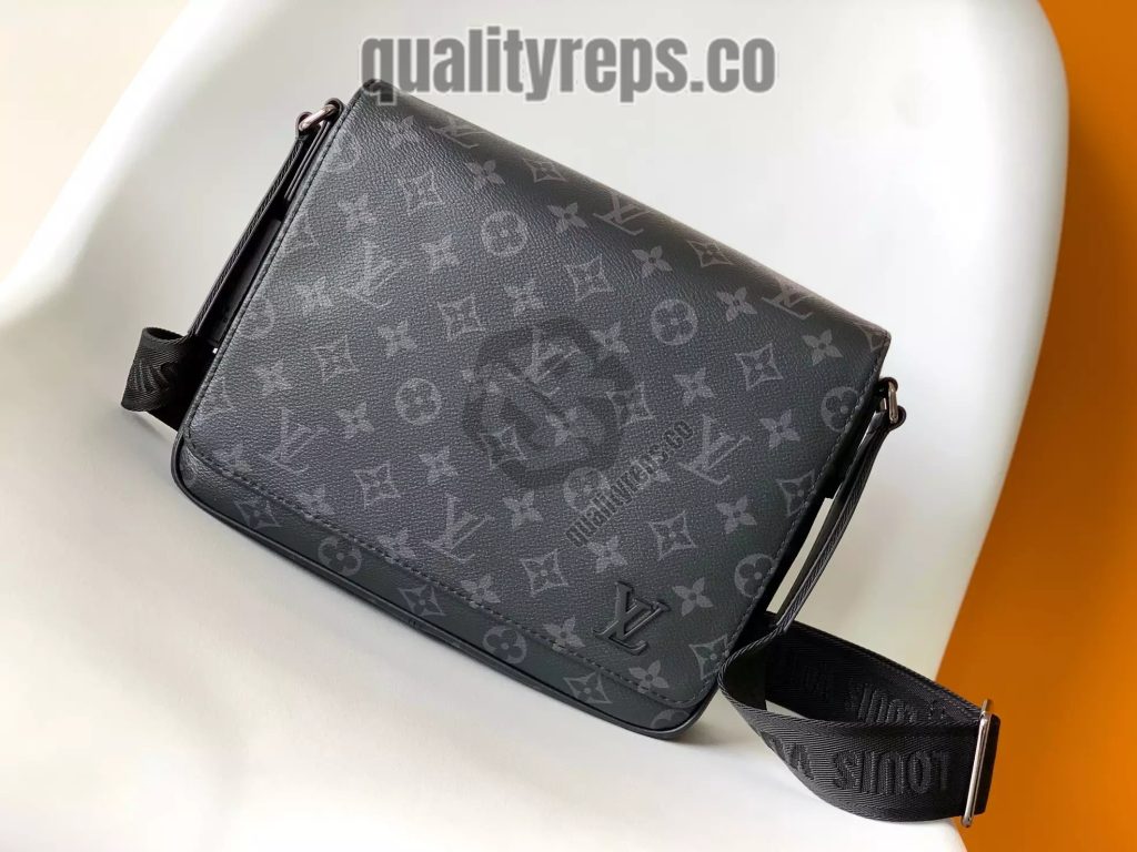 District PM Messenger Bag Monogram Eclipse Coated Canvas Quality Reps