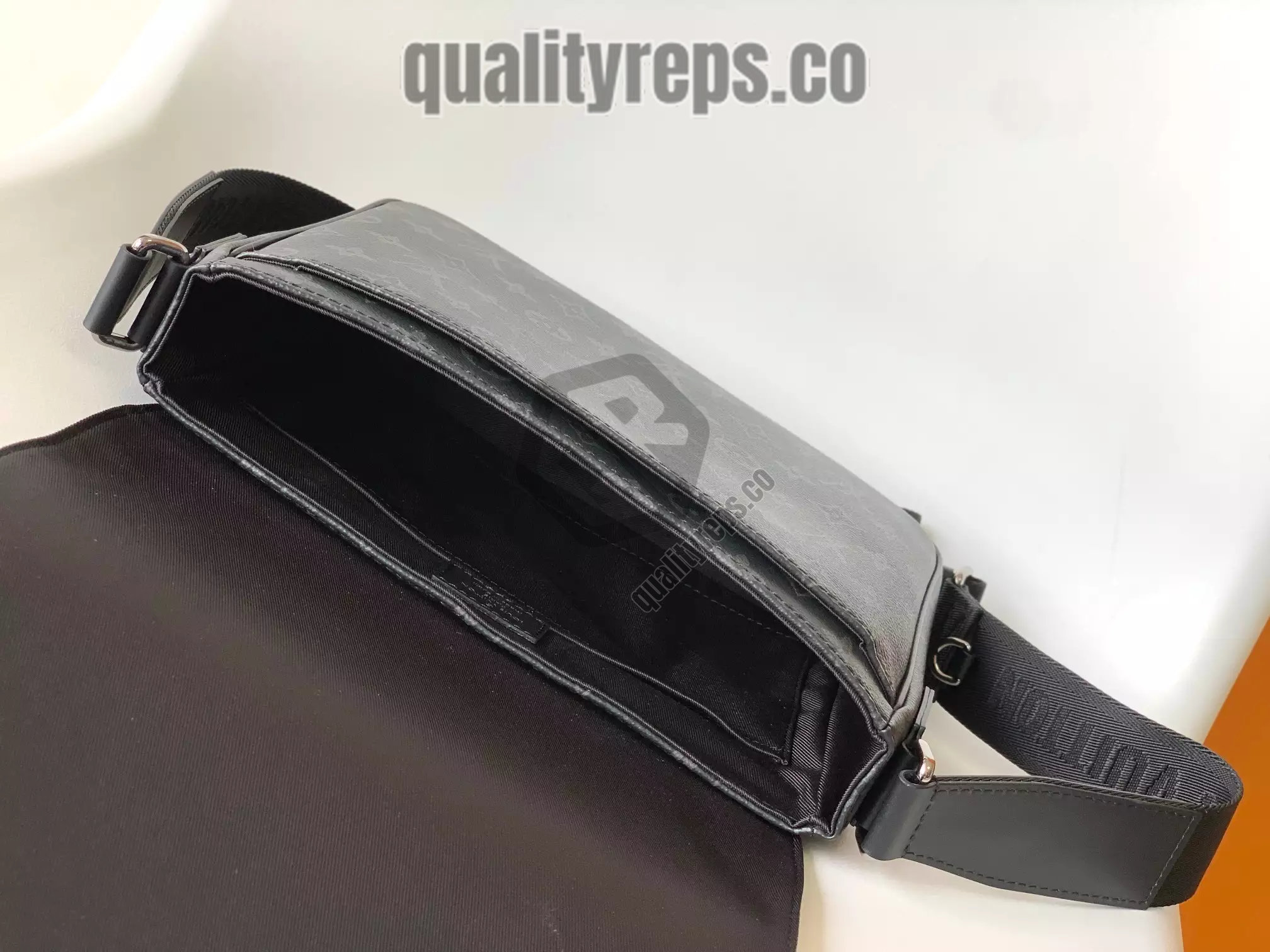 District PM Messenger Bag Monogram Eclipse Coated Canvas Quality Reps - Image 8