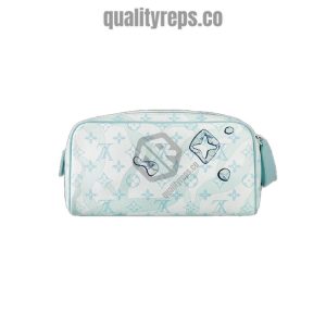 Dopp Kit Monogram Aquagarden Canvas Crystal Blue Leather Quality Reps
