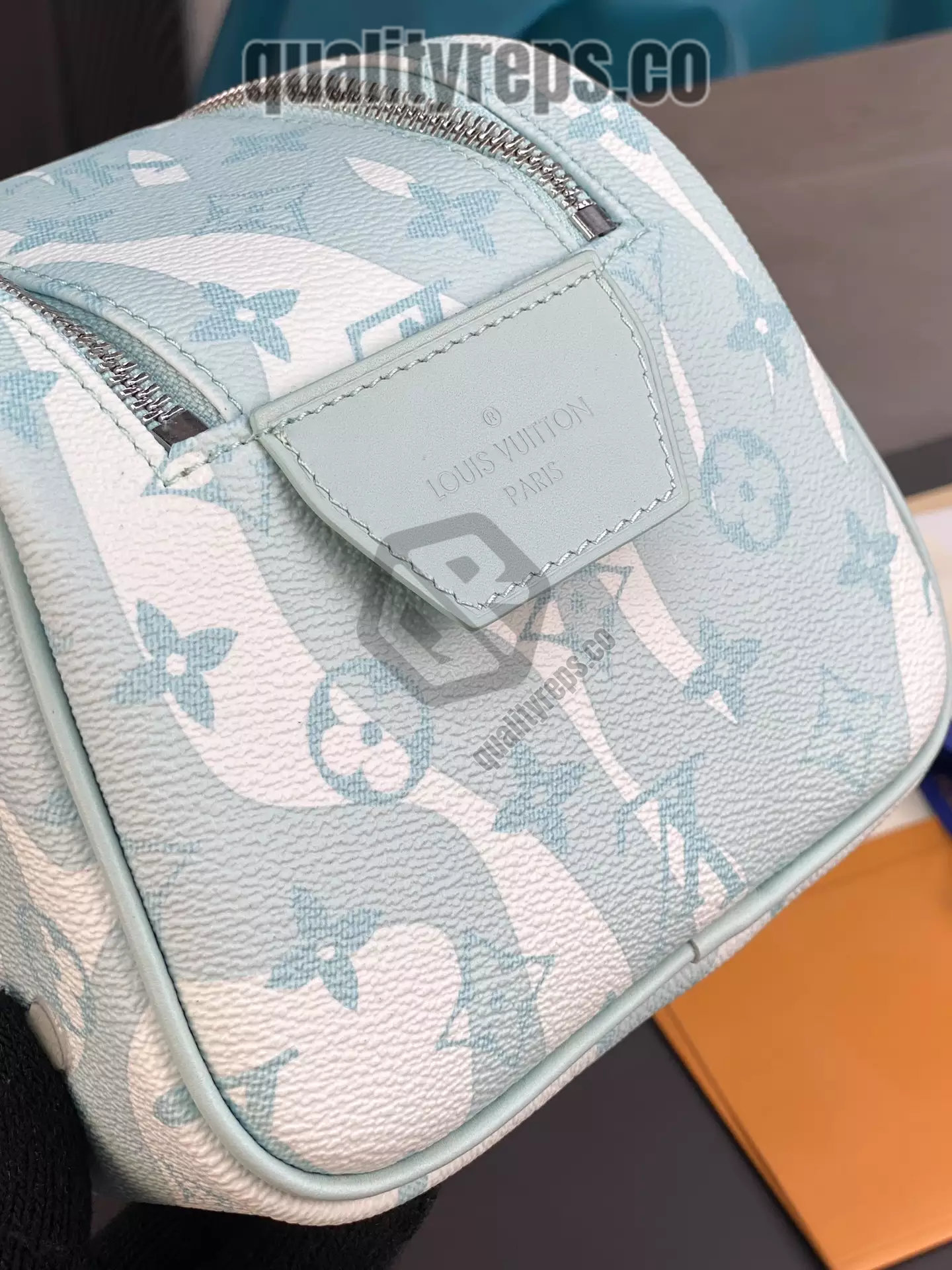 Dopp Kit Monogram Aquagarden Canvas Crystal Blue Leather Quality Reps - Image 7