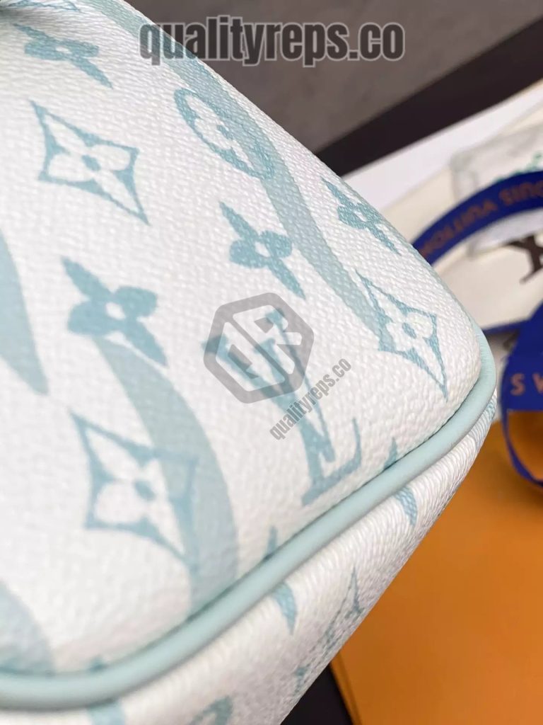 Dopp Kit Monogram Aquagarden Canvas Crystal Blue Leather Quality Reps