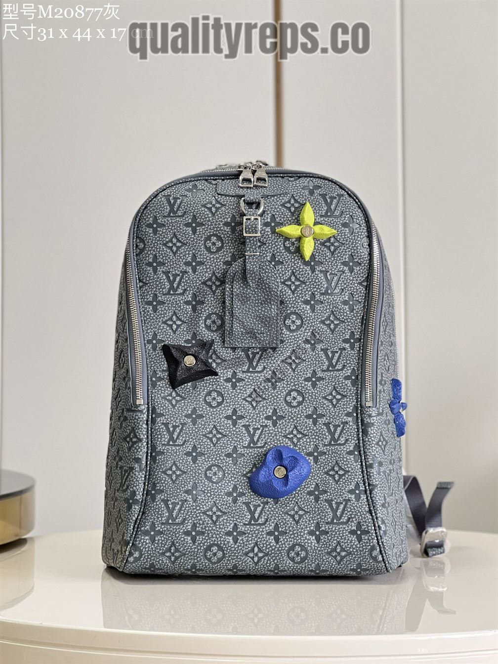 Ellipse Backpack Granite Embossed Cowhide Leather LB006 Quality Reps - Image 2