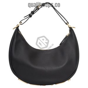 Fendigraphy Small Black Leather Bag FB011 Quality Reps
