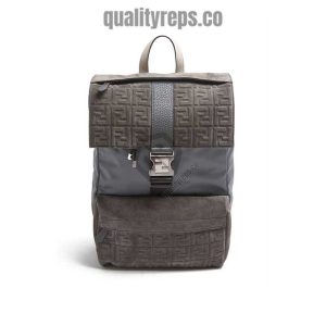 Fendiness Backpack Dark Grey Suede FB038 Quality Reps