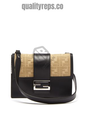 Flat Baguette Black Leather Bag FB036 Quality Reps