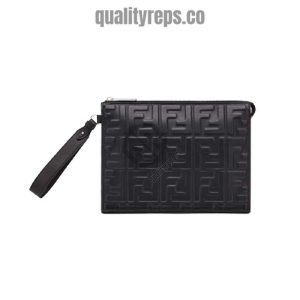 Flat Pouch Black Nappa Leather Pouch FB029 Quality Reps