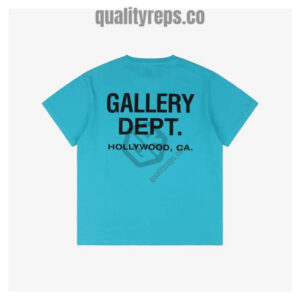 Gallery Dept Hollywood Logo Print Lake Blue T-shirt Quality Reps