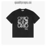 L 3D Sketch Flower Emblem Embroidery T-Shirt (Black/White) Quality Reps