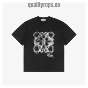 L 3D Sketch Flower Emblem Embroidery T-Shirt (Black/White) Quality Reps