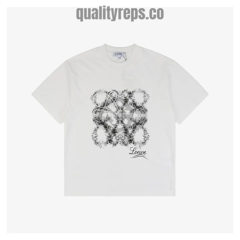 L 3D Sketch Flower Emblem Embroidery T-Shirt (Black/White) Quality Reps - Image 2