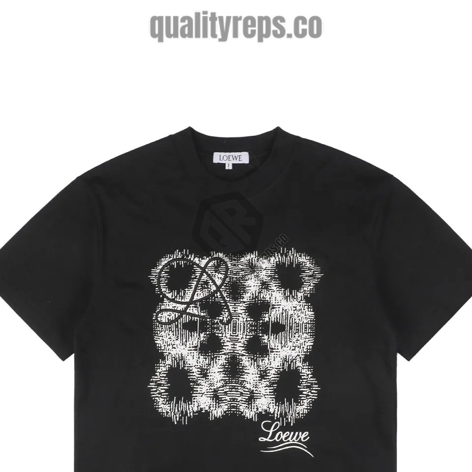 L 3D Sketch Flower Emblem Embroidery T-Shirt (Black/White) Quality Reps - Image 5