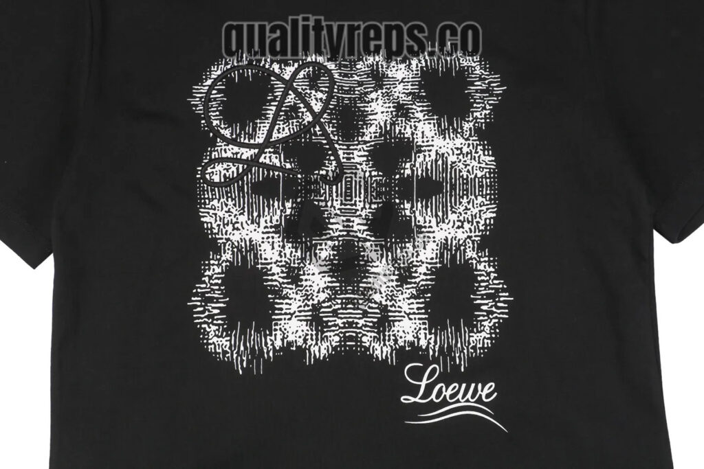 L 3D Sketch Flower Emblem Embroidery T-Shirt (Black/White) Quality Reps