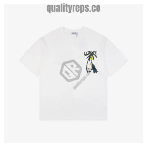 L Banana Tree Elephant Embroidered T-Shirt (White/Black) Quality Reps